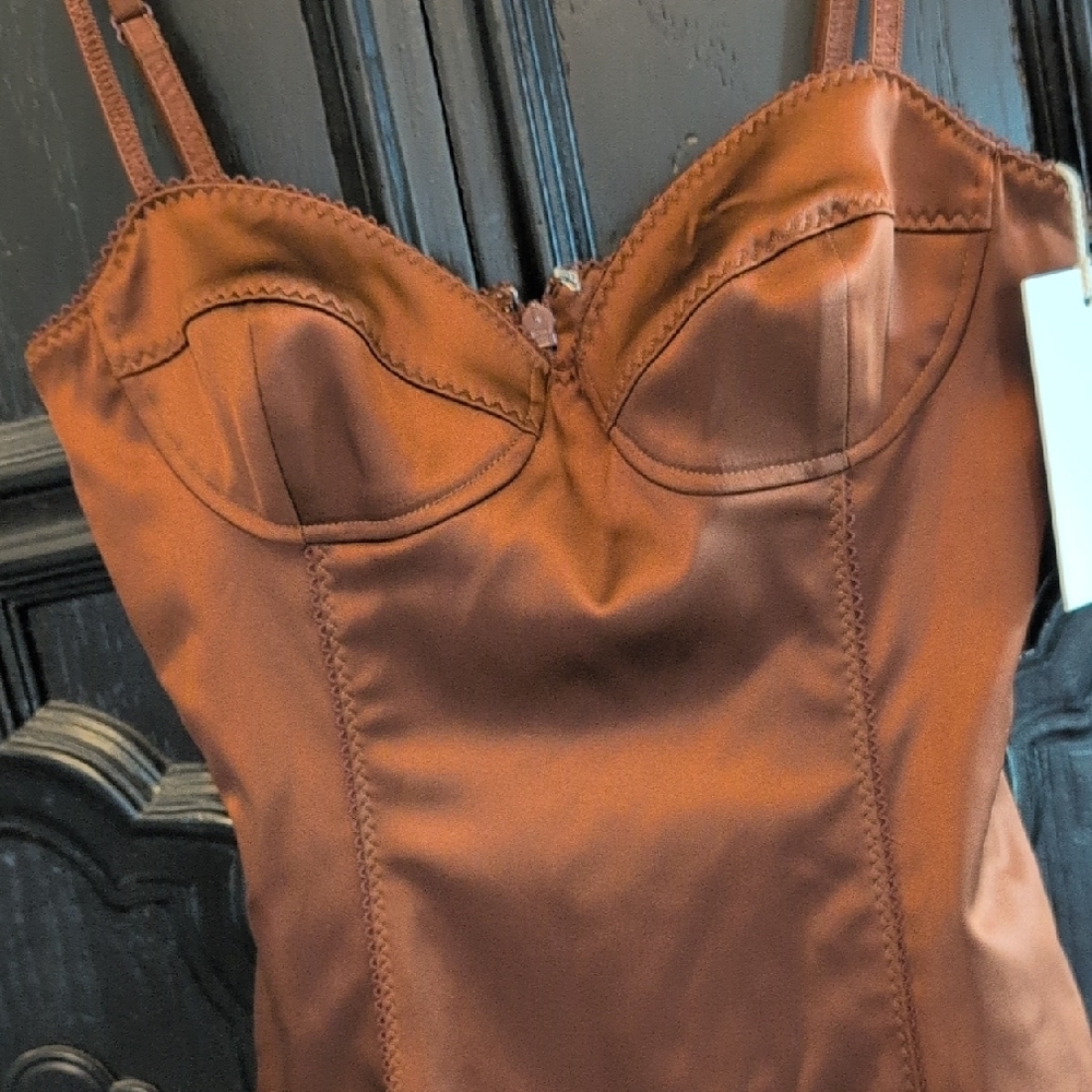 Wilfred Chocolate Satin Midi Dress - Picture 5 of 11